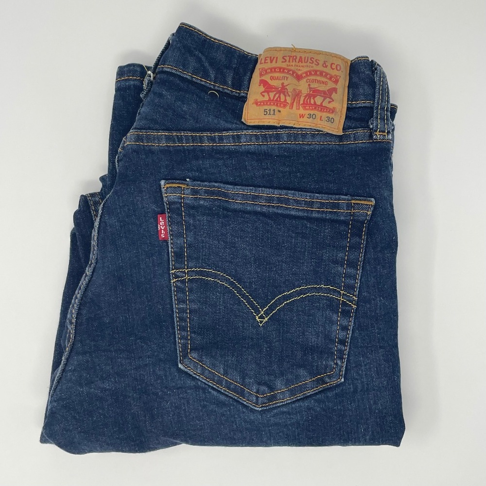 Levis 511 Slim Fit Mens Jeans W30 L30 Dark Indigo Blue Denim 04511-4351